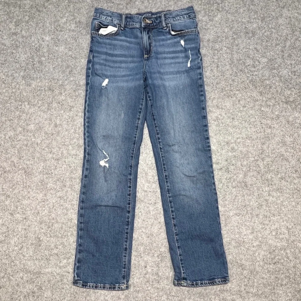 The Childrens Place Boys 90s Straight Leg Distressed Blue Jeans Size 12